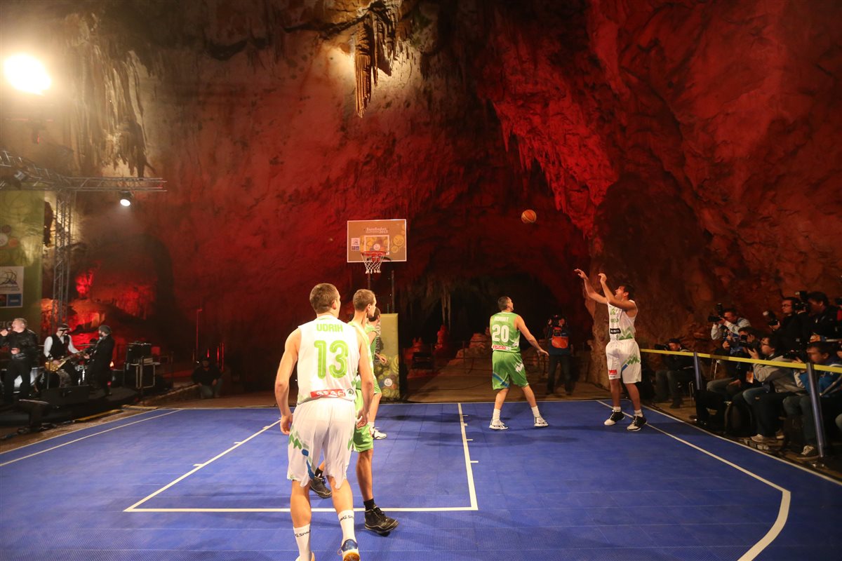 Basketball playground in Postojna Cave